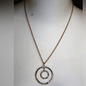 Vintage "NRT" Double Hoop Rhinestone Necklace